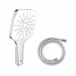 Points forts de la douchette rectangulaire Vitalio Smartactive GROHE Finition chromée Douchette à main 3 jets relaxants Desig ...