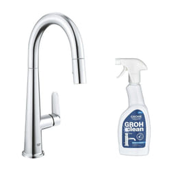 Robinet de cuisine avec douchette Grohe Veletto chromé Quickfix + nettoyant GrohClean