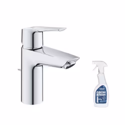 Mitigeur lavabo Quickfix Start 2021 avec tirette et vidage chromé taille S + nettoyant GrohClean