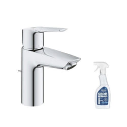 Mitigeur lavabo Quickfix Start 2021 avec tirette et vidage chromé taille S + nettoyant GrohClean