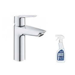 Mitigeur lavabo Quickfix Start 2021 avec vidage Push-Open taille M chromé + nettoyant GrohClean