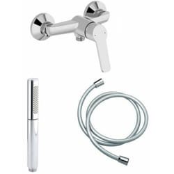 Mitigeur de douche Aimé chrome + Douchette 2 jets chromé + Flexible lisse Chrome