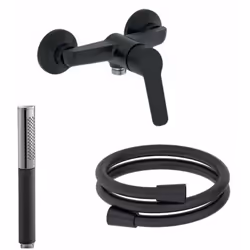 Ce lot est composé du : Mitigeur douche mural Jacob Delafon Aimé noir : E29870-BL Flexible lisse anti-torsion 1600 mm, Chrome ...