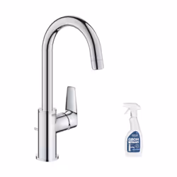 Mitigeur lavabo Quickfix Start Edge avec tirette et vidage taille L + nettoyant GrohClean
