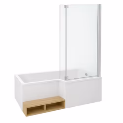 Pack baignoire bain douche 180 x 90  Neo version droite + tablier + pare bain chromé