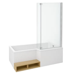 Pack baignoire bain douche 180 x 90  Neo version droite + tablier + pare bain chromé
