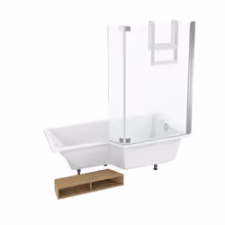 Baignoire bain douche Neo + étagère + pare bain 180 x 90, version droite