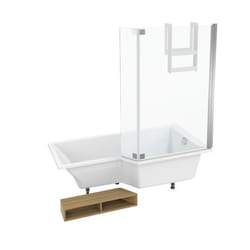 Baignoire bain douche Neo + étagère + pare bain 180 x 90, version droite
