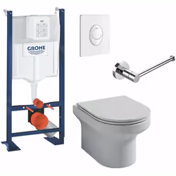 WC suspendu sans bride Elite Jacob Delafon + abattant extraplat fermeture douce Points forts Cuvette sans bride évitant l'acc ...