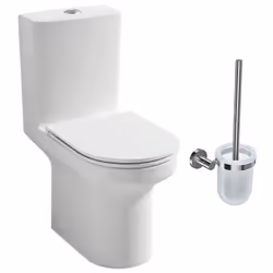 Pack WC au sol blanc sans bride Elite avec abattant extraplat fermeture douce avec porte-balai classique