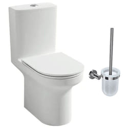 Pack WC au sol blanc sans bride Elite avec abattant extraplat fermeture douce avec porte-balai classique