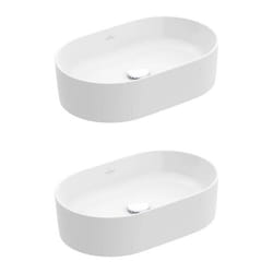 Lot de deux vasques à poser ovales  Collaro Blanc