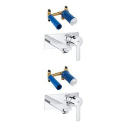 Grohe - Lot de 2 robinets lavabo mural Lineare m chromé + corps encastré