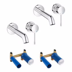 Description générale Découvrez un lot de deux robinets muraux GROHE Essence , parfait pour moderniser votre salle de bain ave ...