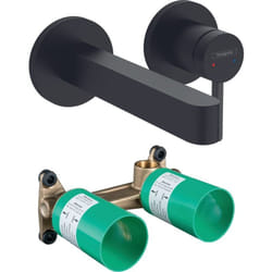 Mitigeur lavabo mural Hansgrohe Finoris 165 mm + bonde à écoulement libre Noir mat + Corps encastré