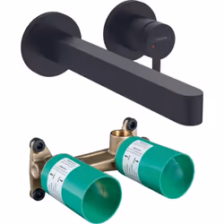 Les avatantages du Mitigeur lavabo mural HANSGROHE Finoris + Bonde à écoulement libre Noir mat + Corps encastré Design Épuré  ...