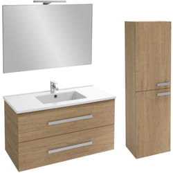 Jacob Delafon - Meuble vasque 100 cm Ola Up chêne + colonne + miroir et spots