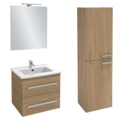 Jacob Delafon - Meuble vasque 80 cm Ola Up chêne + colonne + miroir et spots
