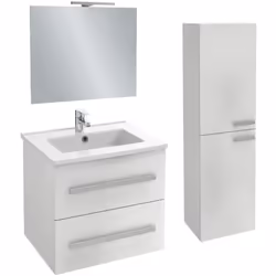 Pack meuble vasque 60 cm Ola up blanc + colonne + miroir + spot