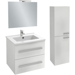 Pack meuble vasque 60 cm Ola up blanc + colonne + miroir + spot