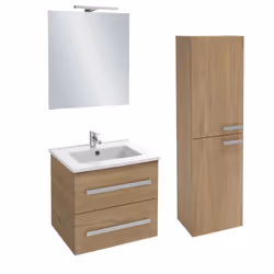 Pack meuble vasque 60 cm Ola up chêne + colonne + miroir + spot
