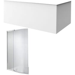 Tablier bain compatible toutes baignoires rectangulaires, installation angle, 180x90x60cm, Blanc Mat + Pare bain Malice Jacob Delafon