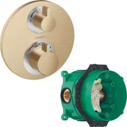 HANSGROHE Facade pour mitigeur thermostatique encastré Ecostat S robinet d'arrêt et inverseur bronze brossé + Corps encastré
