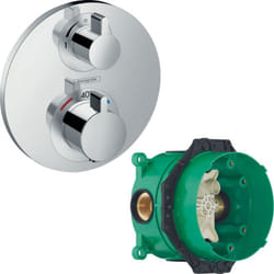Facade pour mitigeur thermostatique encastré Ecostat s avec robinet d'arrêt chromé avec Corps encastré - Hansgrohe