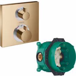 Avantages de la façade Ecostat Square pour mitigeur thermostatique HANSGROHE bronze brossé : Fonctionnalité :2 sorties = 2 fo ...