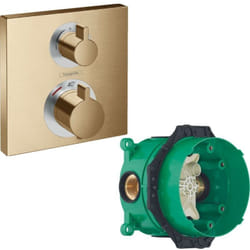 Facade pour mitigeur thermostatique encastré Ecostat Square avec robinet d'arrêt et inverseur bronze brossé avec Corps encastré - Hansgrohe