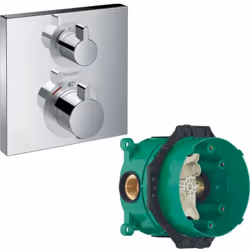 Avantages de la façade Ecostat Square pour mitigeur thermostatique HANSGROHE chromé : Fonctionnalité :2 sorties = 2 fonctions ...