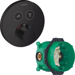 Facade pour mitigeur thermostatique encastré ShowerSelect s avec 2 fonctions noir mat avec Corps encastré - Hansgrohe