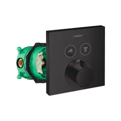 Façade pour mitigeur thermostatique encastré Hansgrohe ShowerSelect avec 2 fonctions noir mat et corps encastré iBox