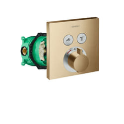 Façade pour mitigeur thermostatique encastré Hansgrohe ShowerSelect avec 2 fonctions bronze brossé et corps encastré iBox