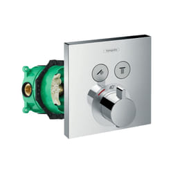 Façade pour mitigeur thermostatique encastré Hansgrohe ShowerSelect avec 2 fonctions chromé et corps encastré iBox