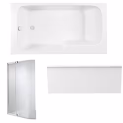 Baignoire bain douche Malice antidérapante + tablier niche + pare bain 170 x 90 gauche