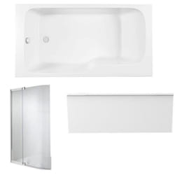 Baignoire bain douche Malice antidérapante + tablier niche + pare bain 170 x 90 gauche