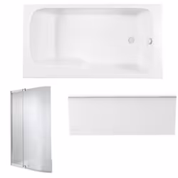 Baignoire bain douche Malice antidérapante + tablier niche + pare bain 170 x 90 droite