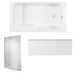 Baignoire bain douche Malice antidérapante + tablier niche + pare bain 170 x 90 droite
