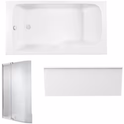 Baignoire bain douche Malice antidérapante + tablier niche + pare bain 160 x 85 gauche