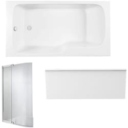 Baignoire bain douche Malice antidérapante + tablier niche + pare bain 160 x 85 gauche