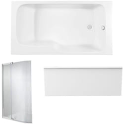 Baignoire bain douche Jacob Delafon Malice antidérapante + tablier niche + pare bain 160 x 85 cm version droite