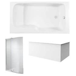 Baignoire bain douche Malice antidérapante + tablier angle + pare bain 170 x 90, droite