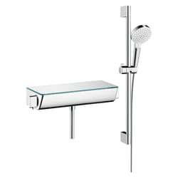 Mitigeur douche thermostatique Hansgrohe Ecostat Select EcoSmart chromé + pack pommeau de douche Crometta 2 jets + flexible + barre