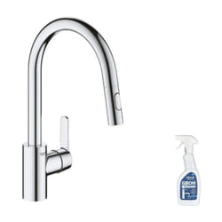 Robinet de cuisine avec douchette Grohe Feel chromé + nettoyant GrohClean