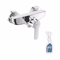 Avantages du mitigeur douche mécanique GROHE Quickfix Get : Montage mural apparent Levier de commande métallique GROHE SilkMo ...
