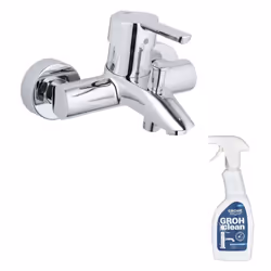 Avantages du mitigeur bain douche Feel chromé GROHE : Montage mural apparent Levier de commande métallique GROHE SilkMove Car ...