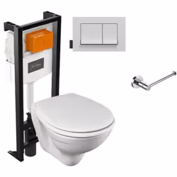 Votre lot comprend : Les WC sans bride Patio Le bâti-support Jacob Delafon La plaque de déclenchement Un abattant Avec porte- ...