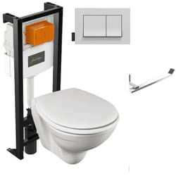 Pack wc suspendu sans bride Jacob Delafon Patio + porte-rouleau Eo Moderne