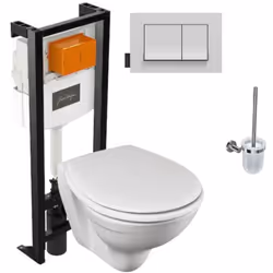 Votre lot comprend : Les WC sans bride Patio Le bâti-support Jacob Delafon La plaque de déclenchement Un abattant Avec porte- ...